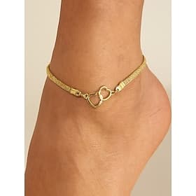 Fußkettchen aus herzförmiger Legierung für Damen, Fußkettchen aus Gold-Silber-Kette, geeignet für Strand, Party, Urlaub und den Alltag