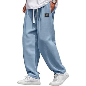 Per uomo Nido d'ape Pantaloni da tuta Pantaloni Pantaloni Larghi Pantaloni della tuta a gamba dritta Coulisse Elastico in vita Tinta unica Comodità Lunghezza i