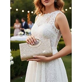 Women's Evening Bag Evening Bag Wristlet Shoulder Bags PU Leather Party Wedding Party Sequin Chain Multi Carry Solid Color Silver Black Champagne