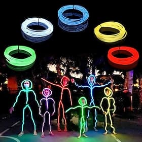 5m EL Wire Neon Kabel Mit Batterie Trafo, Leuchtet Electroluminescent, Weihnachten, Nacht Party, Kostüm Konzert Rave, Nacht Aktivitäten