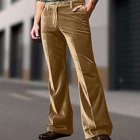 Men's Trousers Dress Pants Bell Bottom Flared Pants Velvet Pants Pocket Plain Comfort Breathable Full Length Outdoor Daily Going out Fashion Classic Style Roya