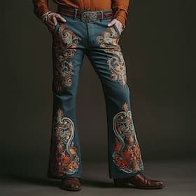 Men's Paisley Floral Print Ethnic Disco Pants 60s 70s Bell Bottoms Mid Waist Western Vintage Retro Outdoor Vacation Casual Side Pockets Flared Leg Pants Trouse thumbnail 2