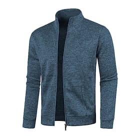Homme Veste Décontractée Manteau pull Vacances Quotidien Chaud Avec Poches Automne Hiver Uni Mode Classique Col montant Régulier Noir bleu marine Bleu Gris Ves