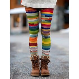 Damen Leggings Urlaub Vintage Mode Volle Länge Hohe Taille Grafik Farbblock Abstrakt Drucken Thermowarm Weich Atmungsaktiv Hohe Elastizität Täglich Outdoor Url