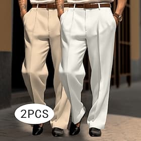 Homme Pantalons Dress Pants works Pantalons de Costume Poche Avant Jambe Droite Pack multiple Uni Confort Longueur complète Affaires Soirée Mariage Mode Chic