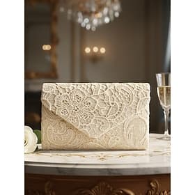 Pochette de soirée en dentelle pour femme avec bandoulière en chaîne, design floral élégant, disponible en plusieurs couleurs pour les mariages, les fêtes et l