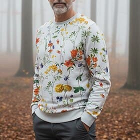 Homme Motif fleuri Fleurs / Plantes Sweatshirt Sweat-shirts manche longue Sweat-shirt Col Rond Vintage Rétro Imprimé Fête Sortir Festival Imprimé Automne Hiver