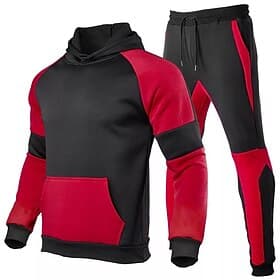 Men's 2 Piece Tracksuit Lounge Hoodie Sweatsuit Sets Color Block Clothing Suit Spring Fall Black Red Gym Workout Running High Waist Lightweight Fashion Long Sl