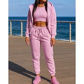 Women's 2 Piece Tracksuit Lounge Hoodie Sweatsuit Sets Elastic Waistband Solid Colored Clothing Suit Fall Black Pink Outdoor Travel Sports Moisture Wicking Lon