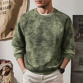Men's Sweatshirt Black Blue Green Crew Neck Color Block Patchwork Sports  Outdoor Daily Holiday Polyester Streetwear Basic Casual Spring Fall Clothing Apparel