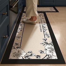 Tapis de cuisine de luxe en terre de diatomées, design crème, grande surface, couverture complète, absorbant, résistant à l'huile, séchage rapide, antidérapant