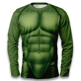 Men's Muscle Simulation Costume T Shirt Long Sleeve T shirt 3D Print Crew Neck Shirt Fashion Exaggerated Casual Daily Street Burgundy Green Gray Summer Spring