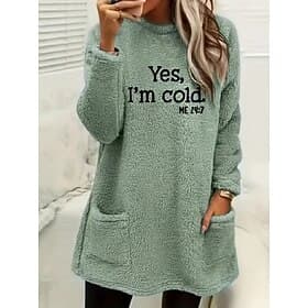 Women's Pullover Sweatshirt Pocket Letter Casual Long Sleeve Crew Neck Round Neck Long Tops Casual Street Dailywear Blue White Pink Green Gray Fall Winter