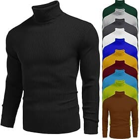 Men's Sweater Pullover Sweater Jumper Ribbed Knit Regular Tops Knitted Slim Fit Plain Turtleneck Knitwear Contemporary Casual Daily Wear Clothing Apparel Fall