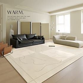 Tapis de style crème, tapis de salon confortable, tapis de chevet de chambre doux, grand tapis de sol pour canapé table basse, décoration d'appartement à couve