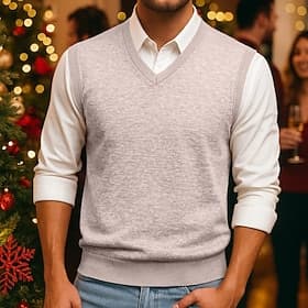 Men's Sweater Sweater Vest Pullover Sweater Jumper Ribbed Knit Regular Tops Knitted Slim Fit Plain V Neck Knitwear Contemporary Business Casual Clothing Appare