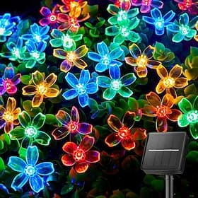 1/2 Stück Solar-Blumen-Lichterkette im Freien 6,5m 30 LEDs Kirschblüten-Feenlichter wasserdicht 8 Modi für Garten Patio Frühlingsdekoration Hof Rasenbaum Feier