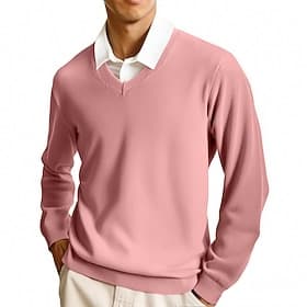Men's Pullover Sweater Jumper Casual Sweater Knit Sweater Ribbed Knit Regular Tops Knitted Plain V Neck Fashion Casual Vacation Daily Wear Clothing Apparel Fal thumbnail 2