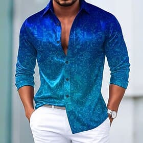 Men's Paisley Floral Print Ethnic Shirt Satin Shirt Dress Shirt Long Sleeve Vintage Retro Vacation Dailywear Summer Spring Fall Turndown 3D Print Button Up Shi