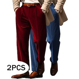 Men's Trousers Dress Pants Baggy Pants Velvet Pants Prom Pants Front Pocket Straight Leg Multi-pack Plain Comfort Full Length Outdoor Business Daily Fashion Ch