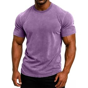 SoftFade™ Men's T Shirt Tee Top Short Sleeve Short Sleeves Crew Neck Summer Solid Color Vintage Garment Dyed Washed Casual Vacation Street Blue Purple Top Tee