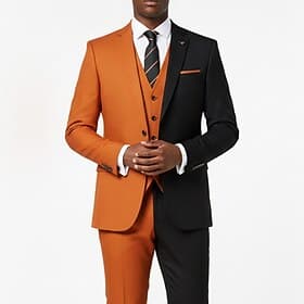 Pour des hommes Smoking Costumes de fête Occasionnel Halloween Orange Automne  Hiver Costume / Tailleur Revers Cranté Mode Occasionnel Patchwork Coupe sur mesu