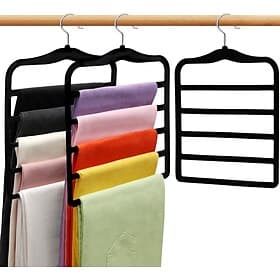 3 Pack Closet Organizers and Storage Velvet Pants-Hangers-Space-Saving,Non Silp 5 Tier Scarf Jeans Organizer,Dorm Room Essentials for College Students Girls Bo