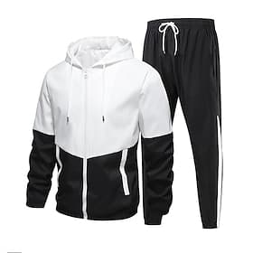 Hombre Chándal de 2 piezas Sudadera con capucha Lounge Conjuntos de chándal con bolsillo Bloque de color Trajes de Yoga Primavera Otoño Negro Verde Ejército Gi
