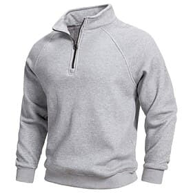 Men's Sweatshirt Fleece Sweatshirt Pullover Quarter Zip Sweatshirt Ribbed Knit Apricot Black Army Green Navy Blue Light Grey Standing Collar Plain Textured Spo
