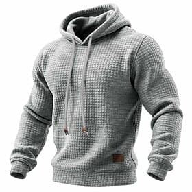 Men's Hoodie Waffle Hoodies Pullover Hoodie Sweatshirt Apricot Black White Army Green Red Hooded Plain Textured Casual Daily Sports Outdoor Streetwear Cool Sp