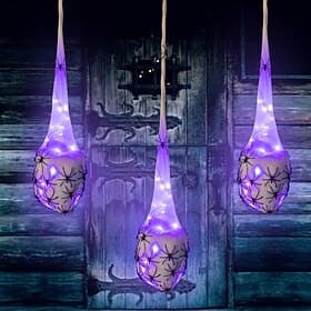 3 Pack Hanging Light Up Spider Egg, Halloween Decoration, Sacs Large Halloween Spider and Spider Web with Solar String Light Spider Props for Halloween Indoor