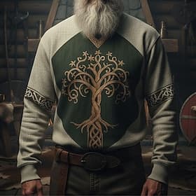 Men's Sweatshirt Blue Khaki Crew Neck Tree Of Life Yggdrasil Celtic Knot Print Casual Daily Streetwear Vintage Viking Fall Winter Clothing Apparel Hoodies Swea