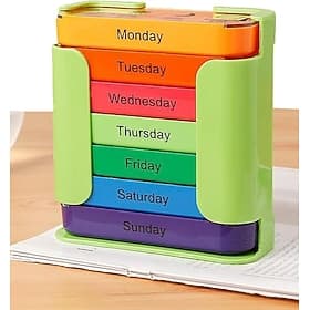 7-Day Large Capacity Portable Pill Organizer Waterproof Medication Organizer Stackable Pill Cases with 4 Times Daily Compartments Travel-Friendly Elderly-Frien