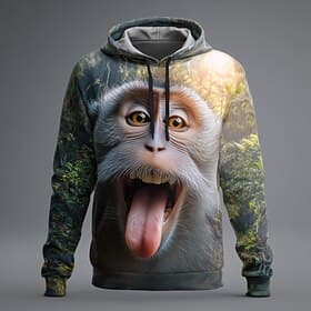 Men's Animal Optical Illusion Hoodie Sweatshirt Fashion Cool 3D Long Sleeve Crew Neck Home Party Streetwear White Brown Green Gray Drawstring Fall Winter Desig