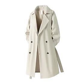Men's Overcoat Trench Coat Long Trench Coat Vacation Daily Spring Fall Polyester Windproof Outerwear Clothing Apparel Fashion Classic Plain Pocket Lapel Double