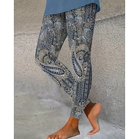 Femmes Leggings Leggings confortables Vacances Occasionnel Longueur complète Taille haute Paisley Impression Chaleur Thermique Confortable Élastique Occasionne