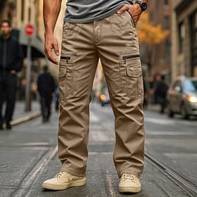 Men's Cargo Pants Cargo Trousers Work Pants Hiking Pants Multi Pocket Straight Leg Plain Wearable Moisture Wicking Full Length Outdoor Casual Daily Vacation Fa