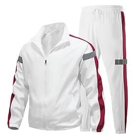 Herren 2-teiliger Trainingsanzug Trainingsanzug-Sets Sportbekleidung Reißverschluss reflektierende Streifen Einfarbig Kombination Frühling Herbst Schwarz Weiß