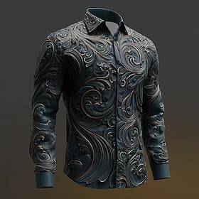 Men's Texture 3D Swirl Intricate Floral Shirt Button Up Shirt Long Sleeve Vintage Retro Dark Gothic Style Outdoor Holiday Spring Fall Turndown 3D Print Collare