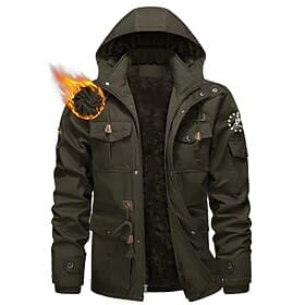 Men's 1776 Fleece Jacket Cargo Jacket Windbreaker Thermal Warm Casual Military Outdoor Camping  Hiking Embroidered Detachable Hood Hooded Winter Stand Collar L