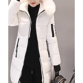 Damen Wintermantel Kapuzenjacke Parka Warm Bequem Reißverschluss Tasche Aktiv Lässig Einfach Outdoor Urlaub Alltagskleidung Ausgehen Lang Mit Kapuze Normale Pa