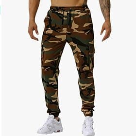 Homme Pantalon de survêtement à revers Pantalons Cargo pantalon de sport Cordon de serrage avec poches Taille haute Bas Salle de sport Athleisure Entraînement