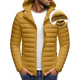 Men's Winter Coat Puffer Jacket Padded Jacket Pocket Polyster Vacation Daily Wear Date Regular Fashion Casual Comfortable Thermal Warm Winter Solid / Plain Col thumbnail 2