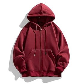 Men's Hoodie Full Zip Hoodie Apricot Black White Wine Light Grey Hooded Plain Drawstring Zip Up Pocket Daily Sports  Outdoor Holiday Polyester Streetwear Basic