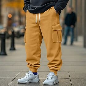 Men's Sweatpants Joggers Trousers Drawstring Pocket Elastic Waist Plain Comfort Daily Sports Outdoor Fashion Casual Blue Yellow Micro-elastic