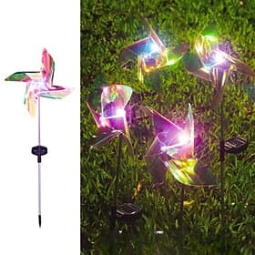 1 PACK Solar Wind Spinner, Solar Windmill lights, Windmill Garden Lights with LED Metal Stake Yard Outdoor Decorative lamp for Yard and Garden