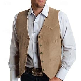 Men's Vest Waistcoat Gilet Vacation Daily Wedding Party Date Fashion Casual Spring Fall Buttons Pocket Nylon Comfortable Plain Single Breasted One-button V Nec