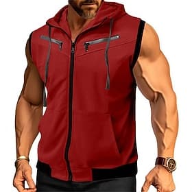 Men's Hoodie Full Zip Hoodie Black Wine Red Navy Blue Purple Hooded Color Block Drawstring Pocket Daily Sports  Outdoor Holiday Streetwear Basic Casual Spring