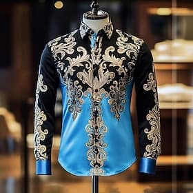Men's Floral Print Ethnic Flowers Shirt Satin Shirt Dress Shirt Long Sleeve Vintage Retro Vacation Dailywear Summer Spring Fall Turndown 3D Print Button Up Shi