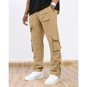 Men's Cargo Pants Trousers Drawstring Elastic Waist Multi Pocket Plain Wearable Outdoor Daily Camping  Hiking Fashion Classic Black Army Green